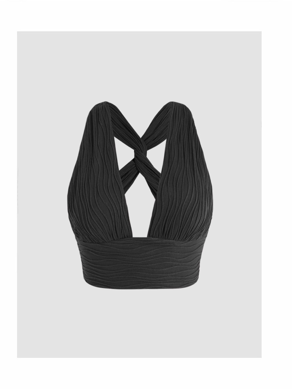 Cider Black Textured Backless Halter Dress